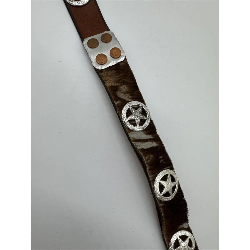 MEN'S WESTERN CONCHO LEATHER BELT. COWBOY RODEO SUEDE CONCHO LEATHER BELT 34
